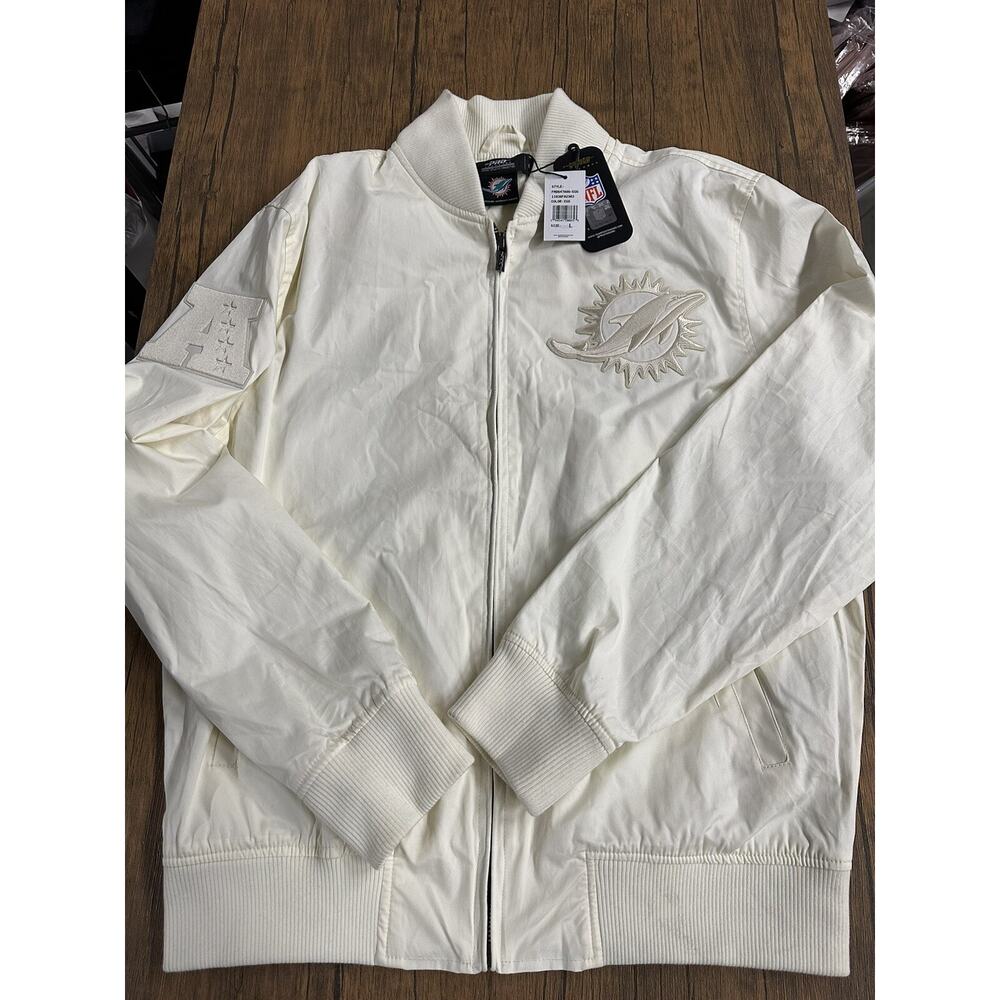 NWT Men's Pro Standard Cream Miami Dolphins Neutral Full-Zip Jacket Large L READ